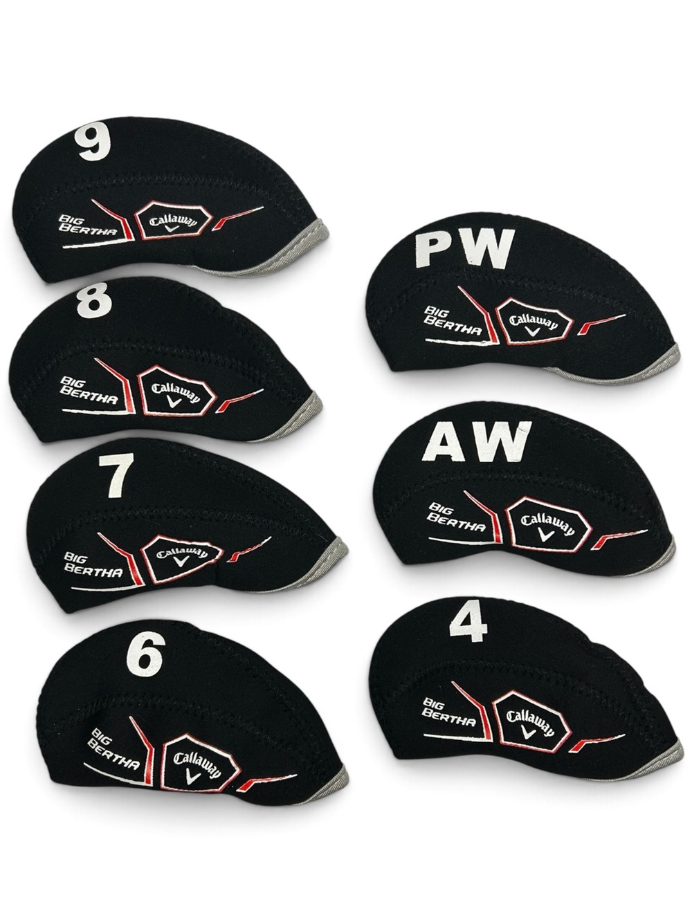 Callaway Big Bertha Neoprene Golf Iron Headcovers Set of 7 (4 6 7 8 9 PW AW)